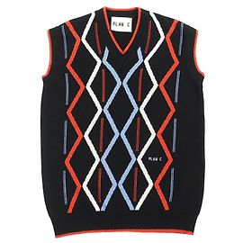 Autre Marque Plan C Rombo Intarsia Lana Cashmere Collo a V Maglione