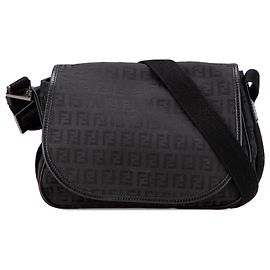 Bolsa transversal em lona Zucchino preta da Fendi