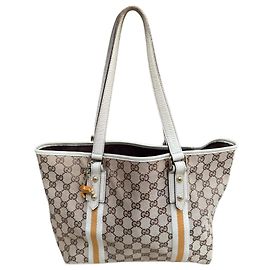 Bolsa Gucci Sherry tote GG em lona bege