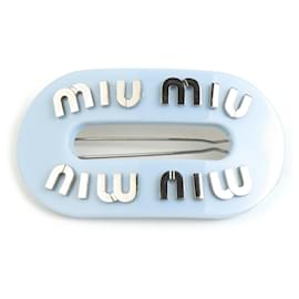 Fermaglio Miu Miu azzurro chiaro e argento