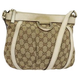 Borsa a Spalla Abbey in Tela GG di GUCCI Beige Oro 203257 Auth hk2845