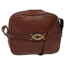 Borsa a Spalla Christian Dior in Pelle Marrone Oro Auth 125686