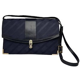 Borsa in pelle monogramma vintage Balenciaga blu navy