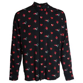 Camicia con stampa di labbra "No smoking" Saint Laurent 2017