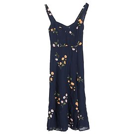 Reformation Fulton Floral Bedrucktes Midi-Kleid aus Viskose in Marineblau