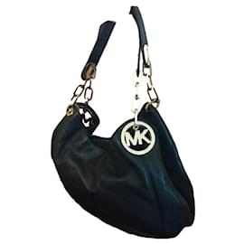 Michael Kors Lillie Große Schwarze Leder Tote Tasche