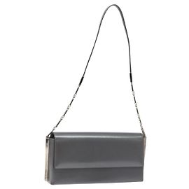 Schultertasche Salvatore Ferragamo Lackleder Silberton Auth 128102