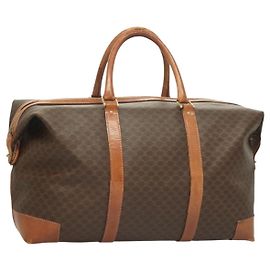 Céline Borsa Boston in tela Macadam CELINE in pelle PVC marrone oro Auth 121130