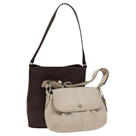 Borsa a Spalla Coach in Pelle 2 Set Marrone Beige Chiaro Auth am8664