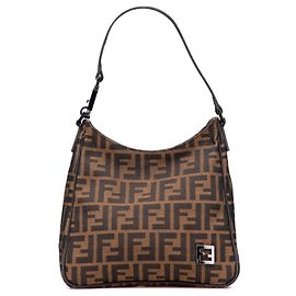 Borsa a spalla in tela Zucca marrone Fendi