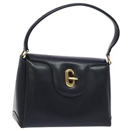 GUCCI Handtasche aus Leder in Marineblau mit Gold Auth ep9224
