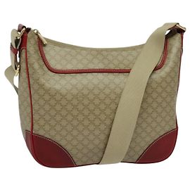 Céline Bolsa de Ombro em Lona Macadam CELINE Bege Ouro Auth 125691