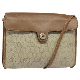 Borsa a spalla in tela a nido d'ape PVC beige Auth BA3448 Christian Dior