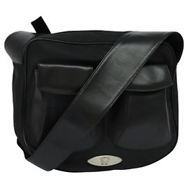 Borsa a spalla Gianni Versace in pelle nera argento autentica bs26903