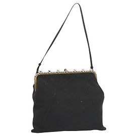 Sac à épaule Miu Miu en coton noir Auth hk2812