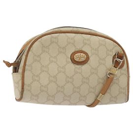 Bolso de hombro GUCCI GG Plus Supreme PVC marfil oro Auth 125814