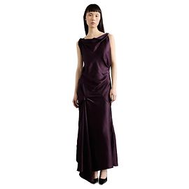 Vestido midi drapeado asimétrico Victoria Beckham Fig