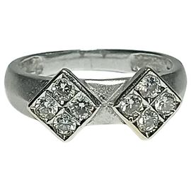 Autre Marque Ring mit 2 Rauten mit Diamanten aus WEISSGOLD 18K