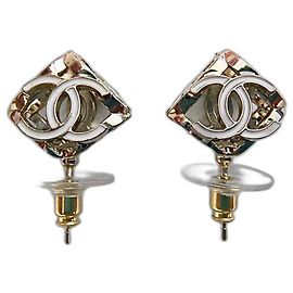 Chanel CC 3D Gold/Weiß Ohrringe