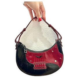 Sac Zadig & Voltaire Moonrock en cuir vernis noir et bordeaux