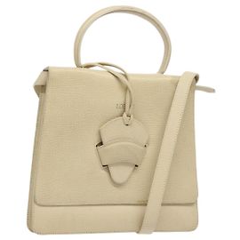 Borsa a mano in pelle LOEWE Barcellona 2 vie beige Auth bs26715