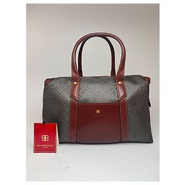 Borsa da weekend vintage Balenciaga monogramma verde marrone