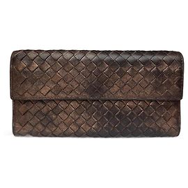 Cartera de cuero vintage Bottega Veneta marrón