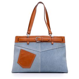 Borsa tote in denim blu Dior con tasche