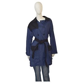 Chaqueta trench ligera con cinturón azul y negro Sonia Rykiel