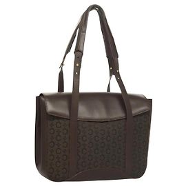 Céline Bolso de mano de lona Macadam Celine C marrón dorado Auth SW992