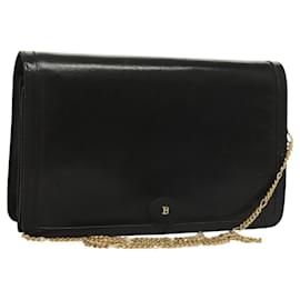 Borsa a spalla BALLY Wallet Chain in pelle oro nero Auth BA3241 - Bally