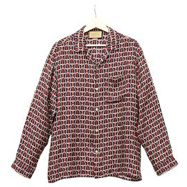 GUCCI Langarmhemd aus Seide 46 Rot Marine Auth ym054M