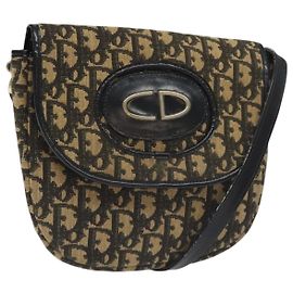 Borsa a spalla in tela Trotter Christian Dior blu Auth 130891