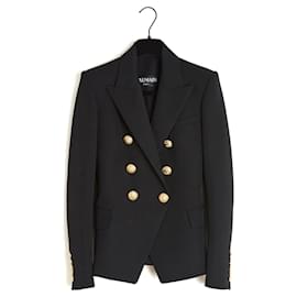 Balmain Black Blazer Jacket FR34 Iconic Double Breasted Wool UK6 U4