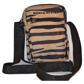 Sonia Rykiel Bicolor Schultertasche braun schwarz Stoff