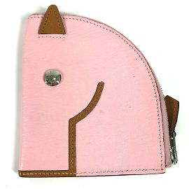 Hermès Portamonete in pelle di capra rosa Hermes