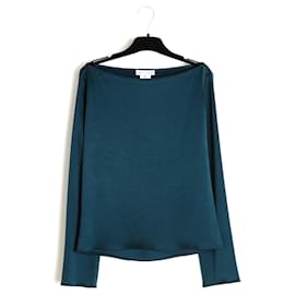 Céline Top FR38 Michael Kors Blusa in Raso Verde Scuro in Acetato UK10 US8 Celine