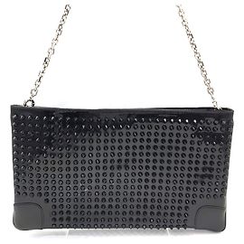 Borsa a spalla in pelle smaltata nera Christian Louboutin