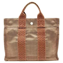 Hermès Borsa a mano in tela marrone Hermes Air Line Tote PM