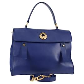 SAINT LAURENT Borsa a Spalla Pelle 2way Blu Oro 313456 Auth 127908V