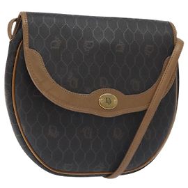 Borsa a spalla in tela a nido d'ape Christian Dior in pelle PVC nera e dorata Auth BA3446
