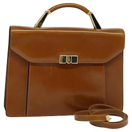 Borsa a mano BALLY in pelle 2 vie marrone oro Auth BA3625 - Bally