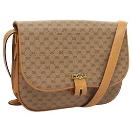 Gucci Borsa a spalla Micro GG Supreme PVC Beige Oro Auth ki5787
