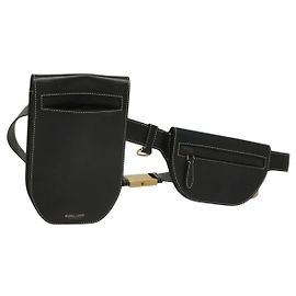 Borsa a vita in pelle nera e oro Burberry Auth bs27391