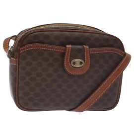 Céline CELINE Macadam Canvas Schultertasche aus PVC-Leder in Braun Gold Auth 130409