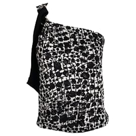 Top Gucci Tom Ford de seda de un hombro blanco y negro