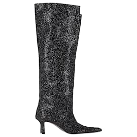 Stivali alti Viola Slouch in glitter nero di Alexander Wang
