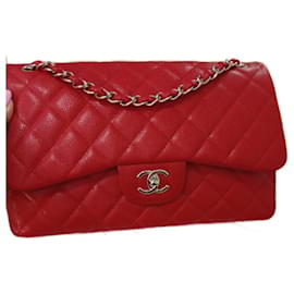 Borsa a mano Chanel Jumbo in pelle rossa