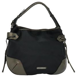 Borsa a spalla in nylon nero Auth BA3541 di BURBERRY