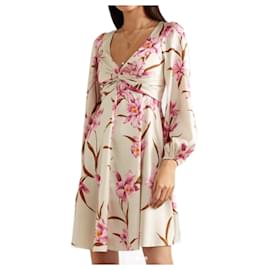 Zimmermann Corsage Knot Floral Pink Silk Dress